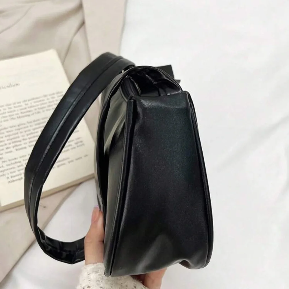 Black faux leather shoulder bag with ribbon detail | NWT | Y2K 90s vibes